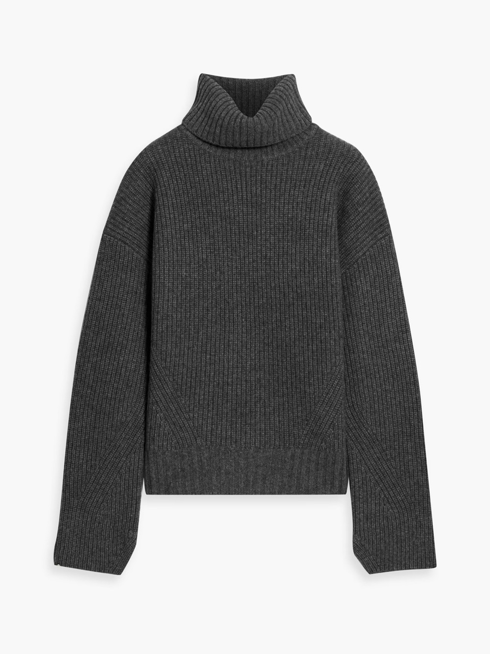 Veronica Beard Grey Matilda Wool Cashmere Ribbed Turtleneck Sweater - Medium - Picture 3 of 8